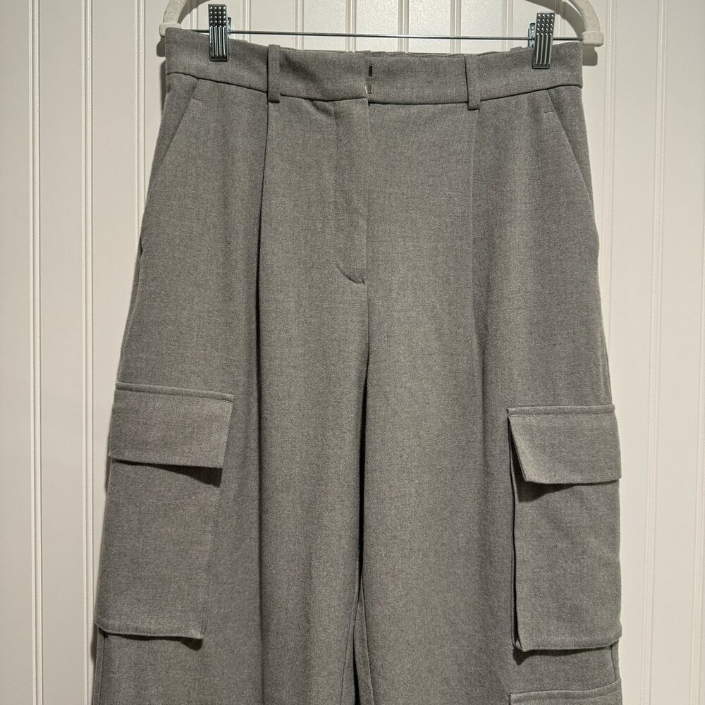 Abercrombie Fitch Gray Brushed Suiting Tailored Cargo Wide Leg Pants Size 8 - Picture 3 of 6